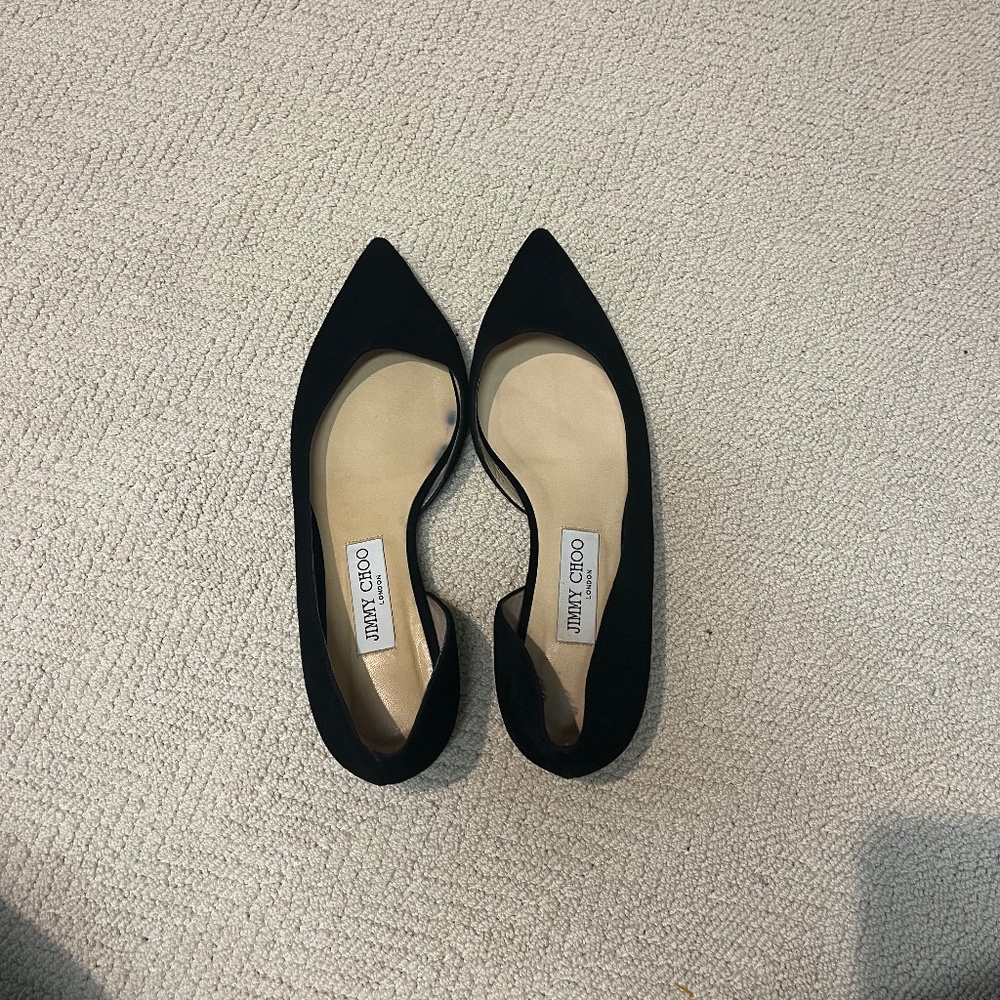 Jimmy choo black suede flats